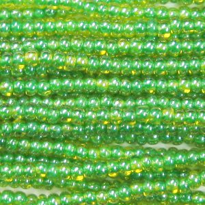 11-0 Two Tone Lined Yellow-Light Green Czech Seed Bead