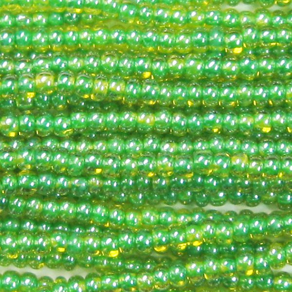 11-0 Two Tone Lined Yellow-Light Green Czech Seed Bead