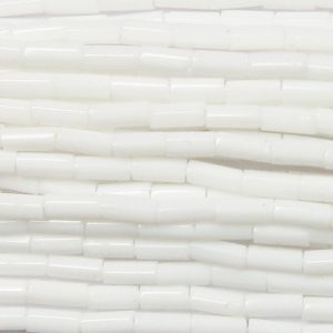 #2, 5mm Czech Bugle Bead, Opaque White