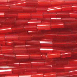 #2, 5mm Czech Bugle Bead, Red Satin