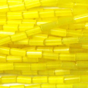 #2, 5mm Czech Bugle Bead, Yellow Satin