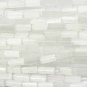 #2, 5mm Czech Bugle Bead, White Satin