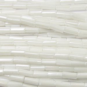 #2, 5mm Czech Bugle Bead, Opaque White Luster