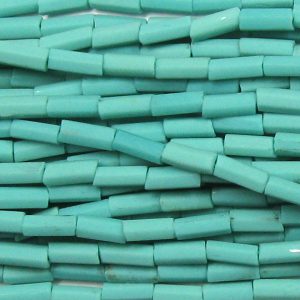 #2, 5mm Czech Bugle Bead, Frosted Opaque Green Turquoise
