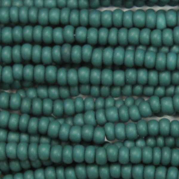 11/0 Frosted Opaque Dark Green Czech Seed Bead