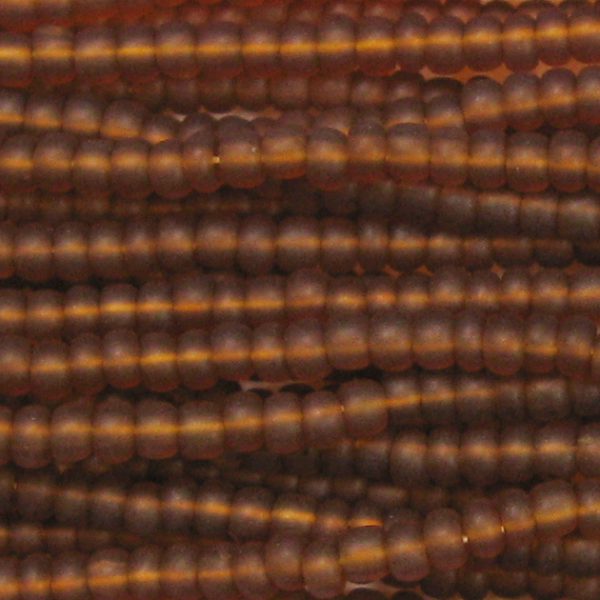 11/0 Frosted Transparent Smoke Topaz Brown Czech Seed Bead