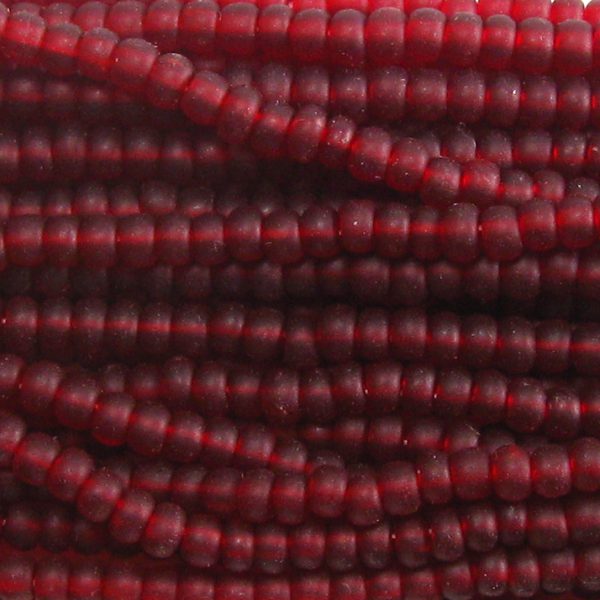11/0 Frosted Transparent Garnet Red Czech Seed Bead