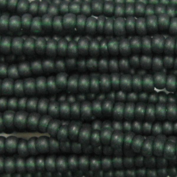 11/0 Frosted Transparent Dark Kelly Green Czech Seed Bead