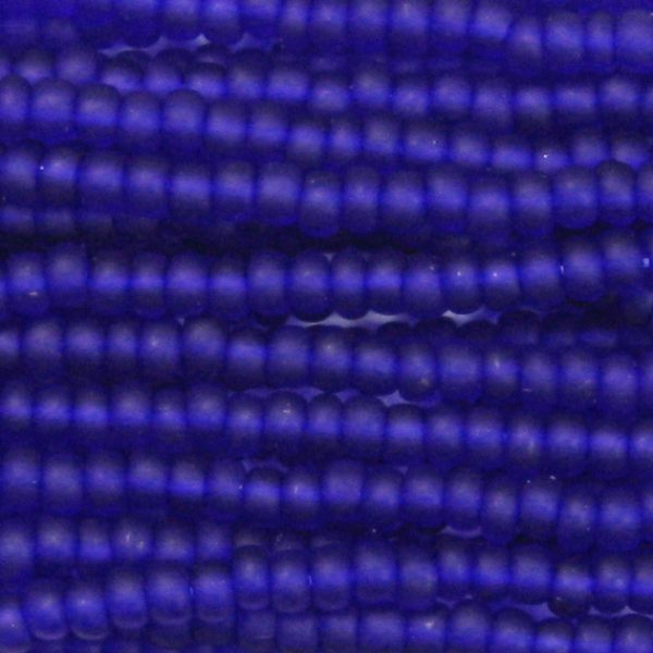 11/0 Frosted Transparent Dark Cobalt Blue Czech Seed Bead