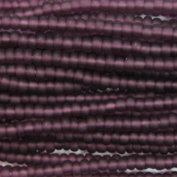 110 Frosted Transparent Dark Amethyst Purple Czech Seed Bead