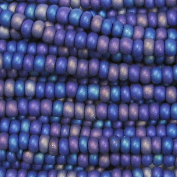 11/0 Frosted Opaque Iridescent Dark Navy Blue Czech Seed Bead