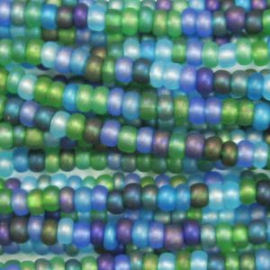 11/0 Czech Seed Bead, Frosted Oceanic Mix