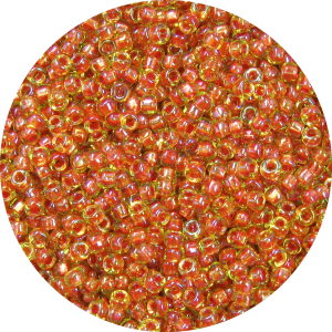 11-0 Two Tone Lined Iridescent Light Green-Rust Orange Japanese Seed Bead