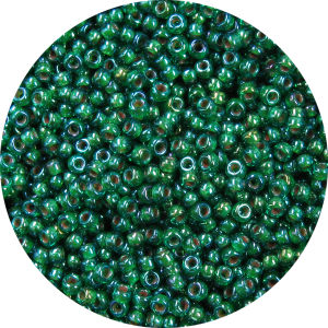 11-0 Two Tone Lined Iridescent Green-Beige Brown Japanese Seed Bead