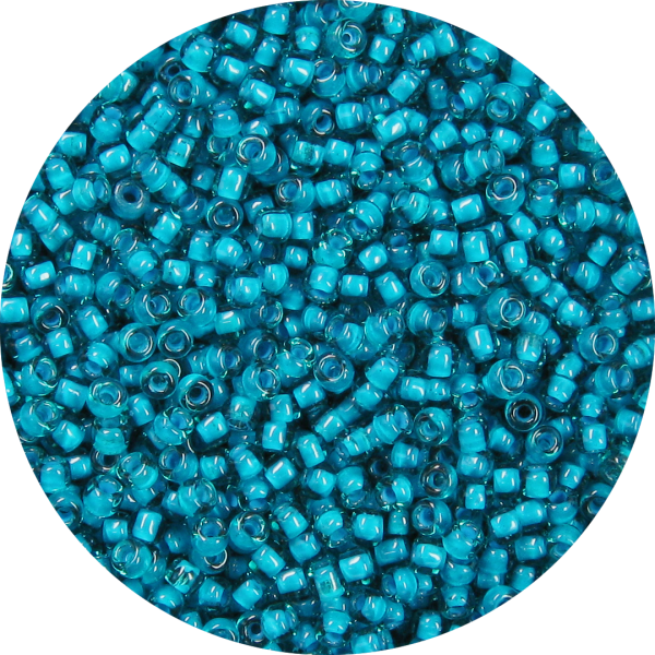 11-0 Two Tone Lined Blue Lined Emerald Japanese Seed Bead