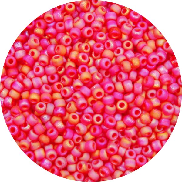 11/0 Frosted Transparent Iridescent Ruby Japanese Seed Bead F254