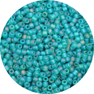 11/0 Frosted Transparent Iridescent Emerald Green Japanese Seed Bead F259B