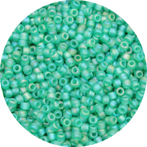 11/0 Frosted Transparent Iridescent Light Emerald Green Japanese Seed Bead F259