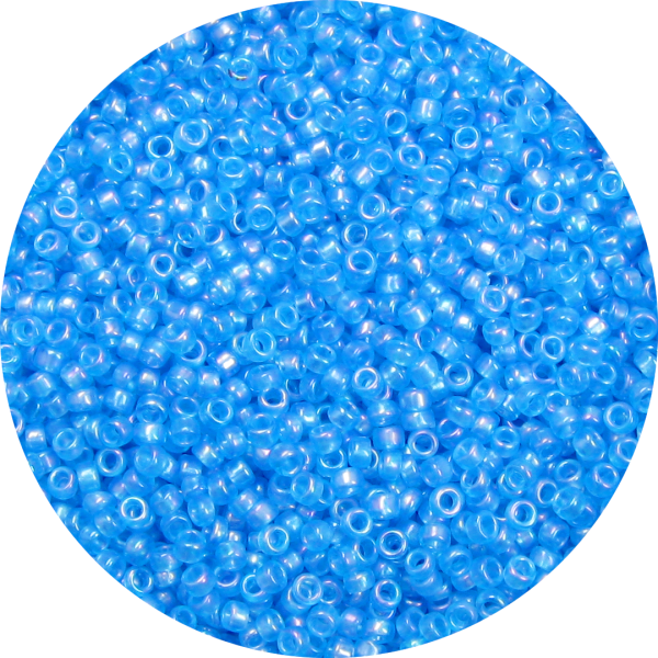 11/0 Frosted Transparent Iridescent Aqua Blue Japanese Seed Bead F260