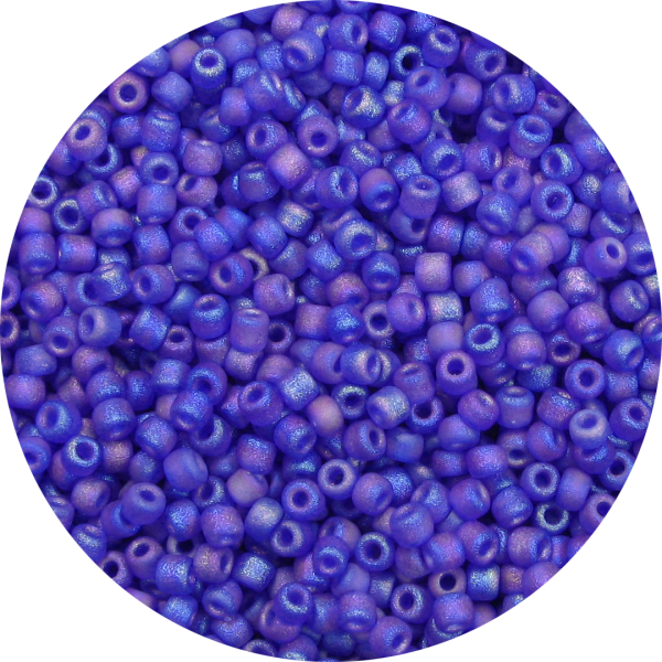 11/0 Frosted Transparent Iridescent Cobalt Blue Japanese Seed Bead F177