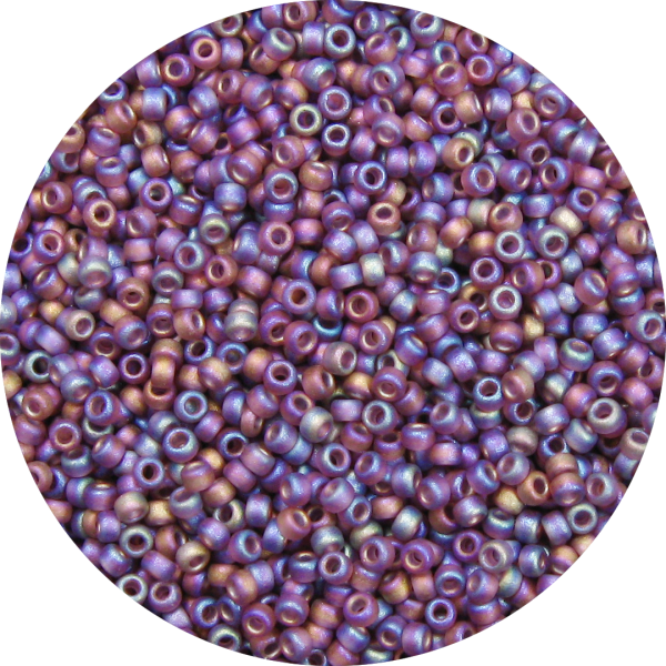 11/0 Frosted Transparent Iridescent Medium Amethyst Purple Japanese Seed Bead F256