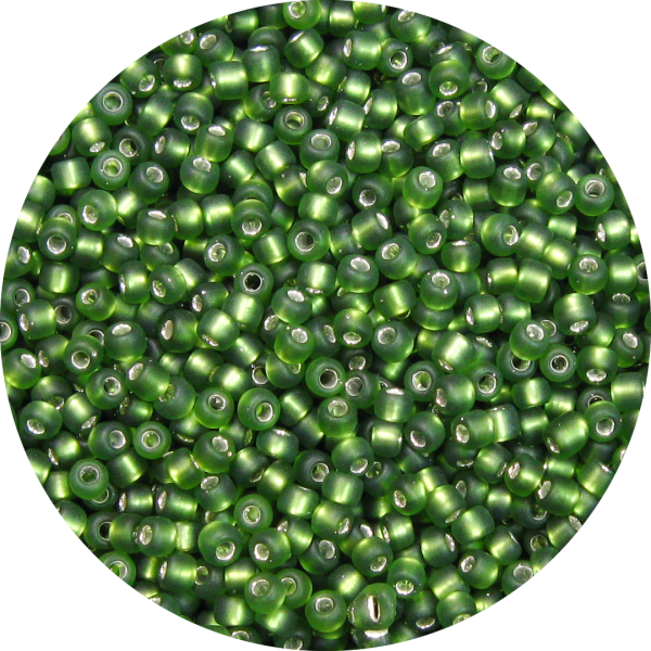 11/0 Frosted Silver Lined Olive Green Japanese Seed Bead F15