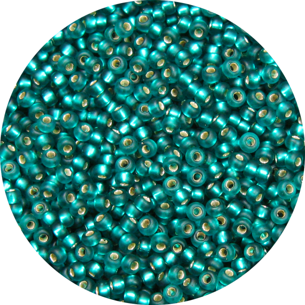 11/0 Frosted Silver Lined Emerald Green Japanese Seed Bead F17B