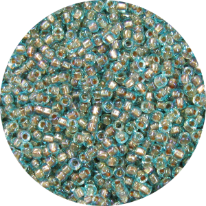 11-0 Two Tone Lined Iridescent Waxy Aqua Blue-Beige Brown Japanese Seed Bead