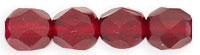 6mm Czech Faceted Round Fire Polish Beads - Garnet Red