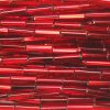 20mm, .75" Czech Bugle Bead, Silver Lined Ruby