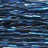 #5, 12mm Czech Bugle Bead, Silver Lined Montana Blue