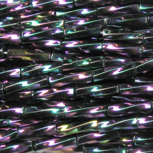 20mm, .75" Czech Twist Bugle Bead, Purple Iris