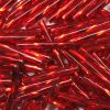20mm, .75" Czech Twist Bugle Bead, Silver Lined Ruby