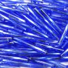 25mm, 1" Czech Twist Bugle Bead, Silver Lined Sapphire Blue