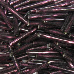 20mm, .75" Czech Twist Bugle Bead, Silver Lined Dark Amethyst