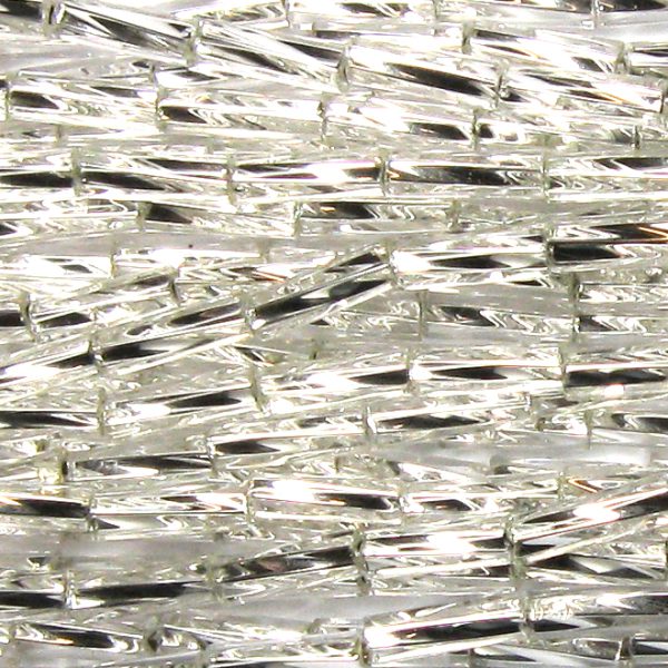 25mm, 1" Czech Twist Bugle Bead, Silver Lined Crystal