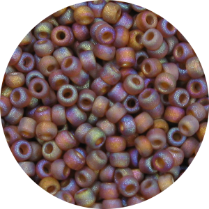 15/0 Frosted Transparent Iridescent Dark Topaz Brown Japanese Seed Bead F257