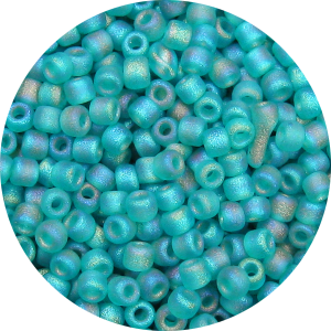 15/0 Frosted Transparent Iridescent Emerald Green Japanese Seed Bead F259B
