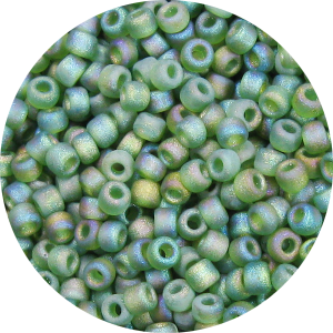 15/0 Frosted Transparent Iridescent Olive Green Japanese Seed Bead F298