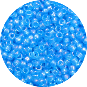 15/0 Frosted Transparent Iridescent Aqua Blue Japanese Seed Bead F260