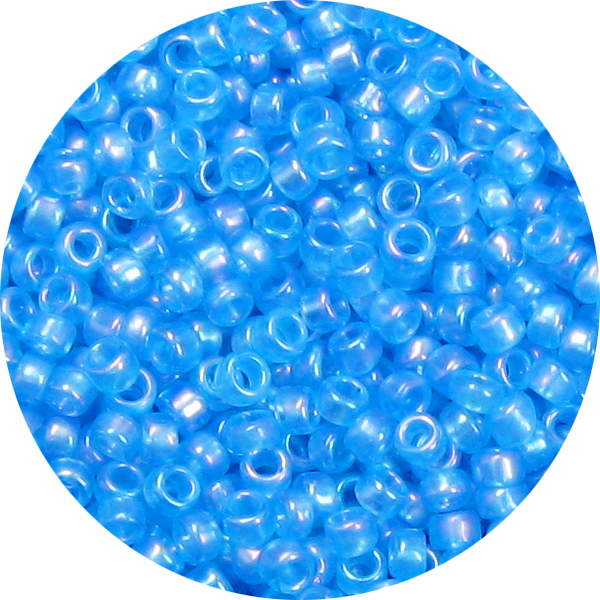 15/0 Frosted Transparent Iridescent Aqua Blue Japanese Seed Bead F260