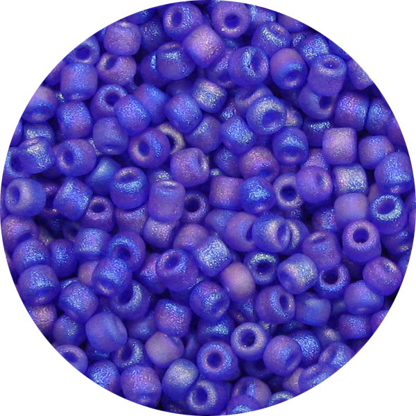 15/0 Frosted Transparent Iridescent Cobalt Blue Japanese Seed Bead F177