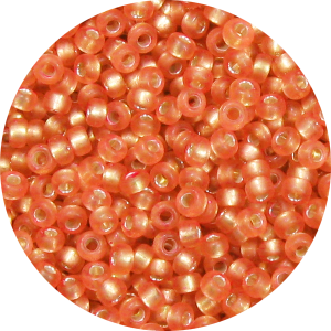 15/0 Frosted Silver Lined Peach Dyed* Japanese Seed Bead F5B