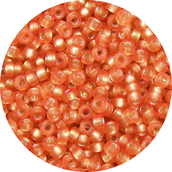 15/0 Frosted Silver Lined Peach Dyed* Japanese Seed Bead F5B