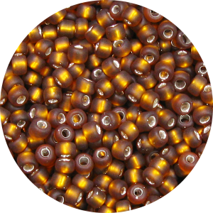 15/0 Japanese Seed Bead Frosted Silver Lined Dark Topaz Brown, Gold F5