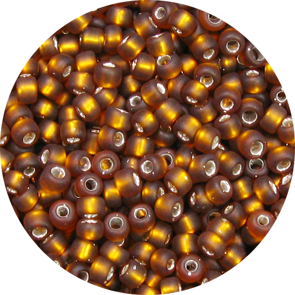 15/0 Japanese Seed Bead Frosted Silver Lined Dark Topaz Brown, Gold F5