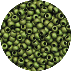 15/0 Frosted Metallic Khaki Green Japanese Seed Bead F459