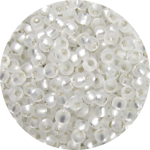 15/0 Japanese Seed Bead Frosted Silver Lined Crystal Clear, Silver F1