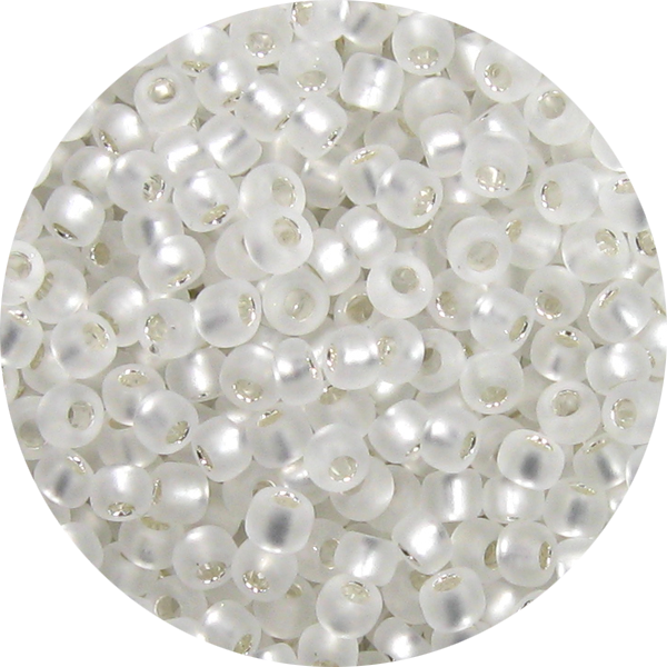 15/0 Japanese Seed Bead Frosted Silver Lined Crystal Clear, Silver F1