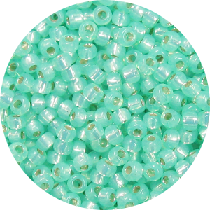 15/0 Japanese Seed Bead Gilt (Gold) Lined Waxy Light Aqua Green 571